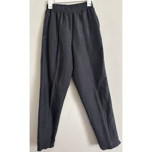 Vintage EVR 100% Silk Pants Women S Black Lined Pull On Tapered